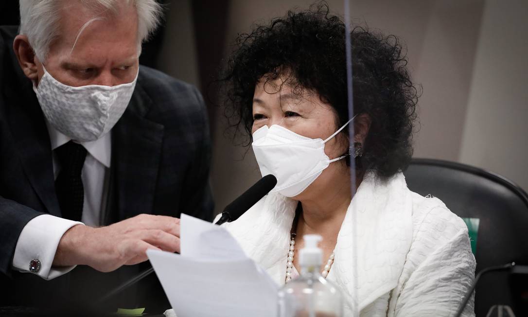 A médica Nise Yamaguchi esteve acompanhada por advogado pessoal durante sabatina Foto: Pablo Jacob / Agência O Globo - 01/07/2021