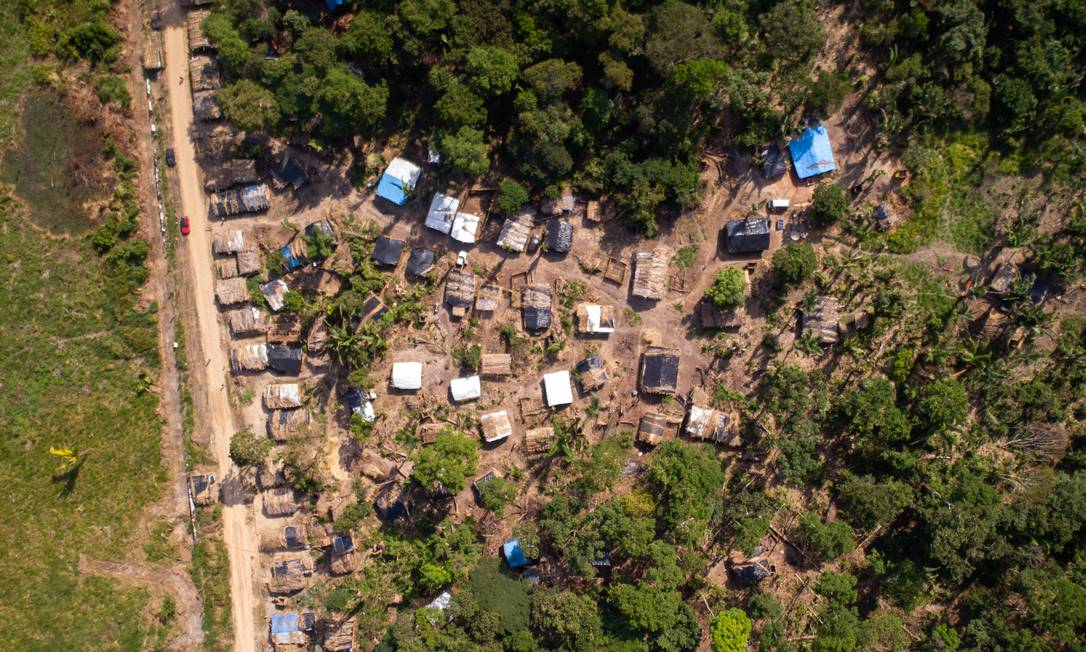 Do alto, é possível ver clareira aberta em meio à Floresta Nacional Foto: Brenno Carvalho / Agência O Globo