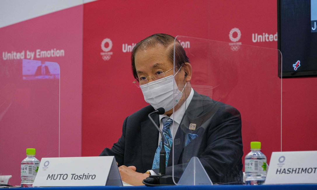 Toshiro Muto, CEO de Tóquio-2020, em entrevista coletiva Foto: NICOLAS DATICHE / AFP