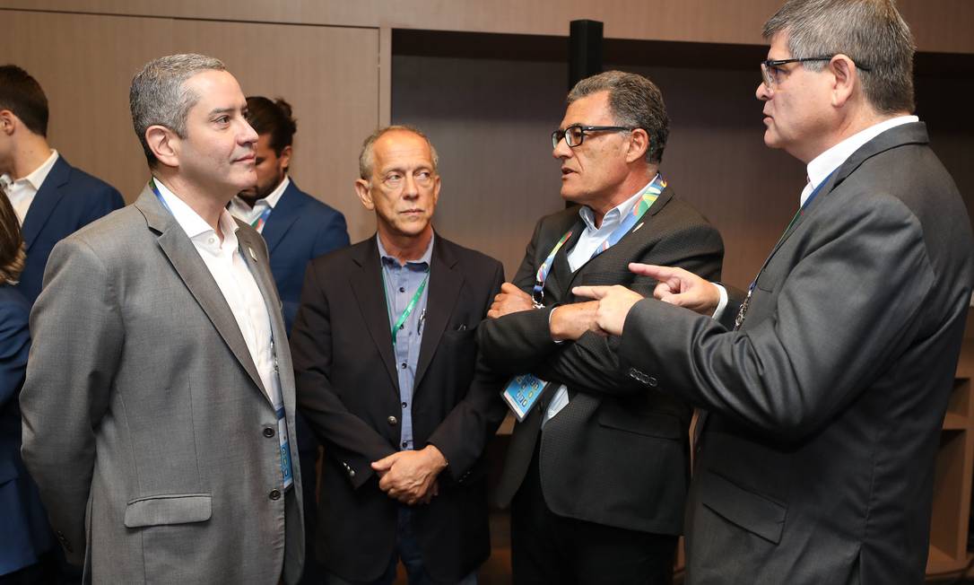 Rogério Cabloco, Walter Feldman, Fernando Sarney e José Astigarraga no Seminário das equipes da Copa América 2019 Foto: Lucas Figueiredo/CBF