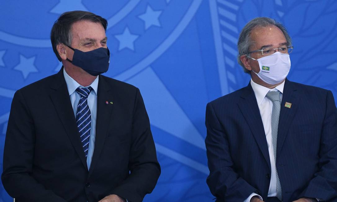 O presidente Jair Bolsonaro e o ministro da Economia, Paulo Guedes Foto: Edu Andrade / Ministério da Economia
