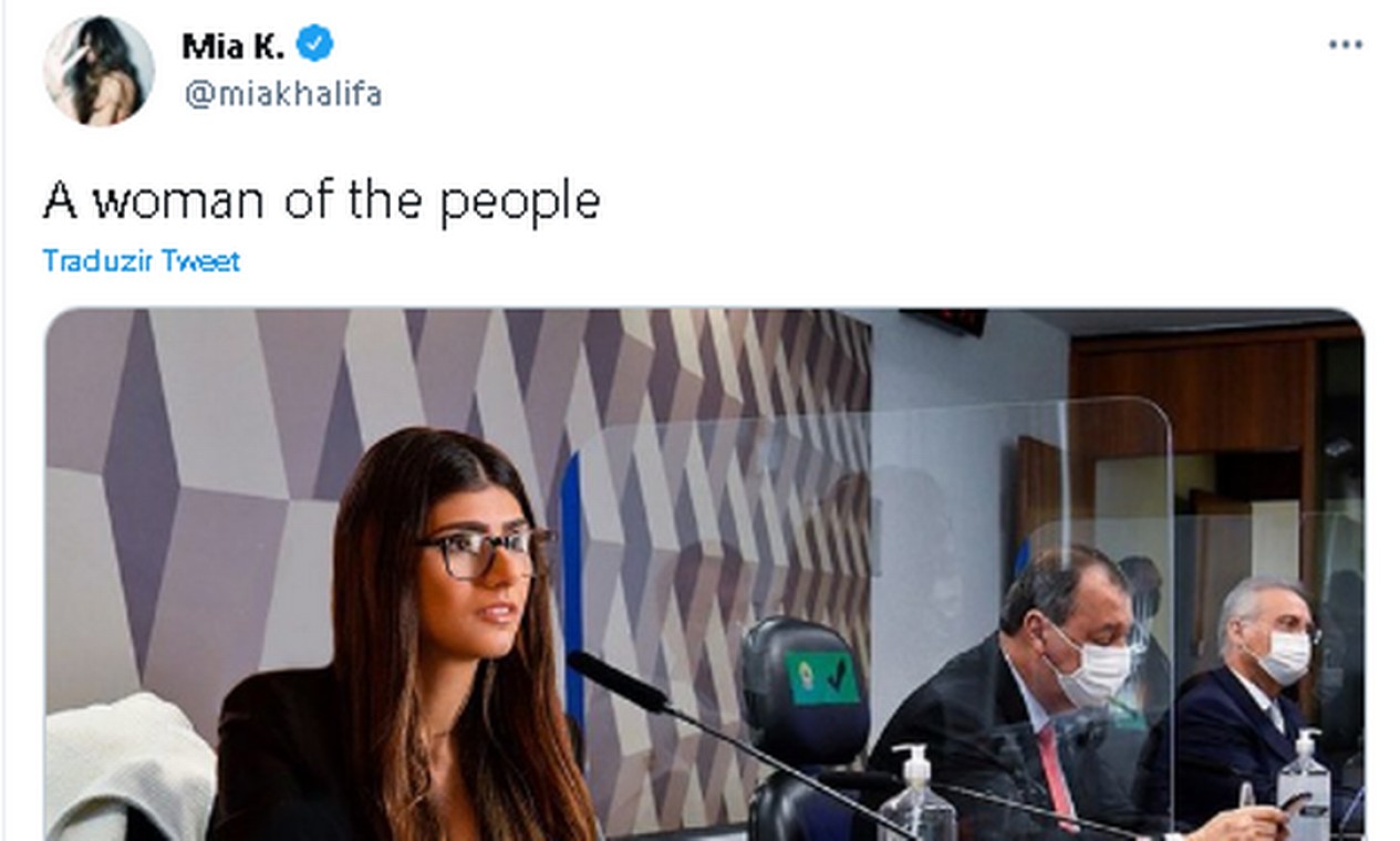 Mia Khalifa posta montagem dela própria na CPI da Covid após ser mencionada  por senador - Jornal O Globo