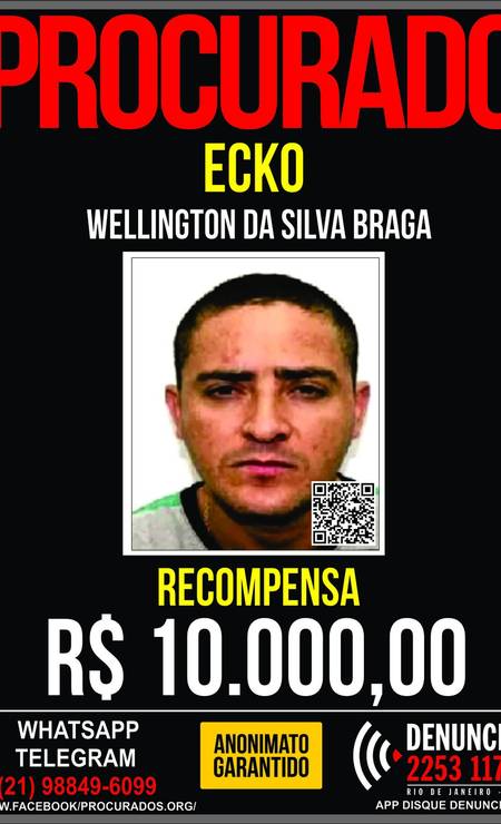 Cartaz do disque-denúncia oferecia recompensa de R$ 10 mil por informações que levassem ao paradeiro do miliciano