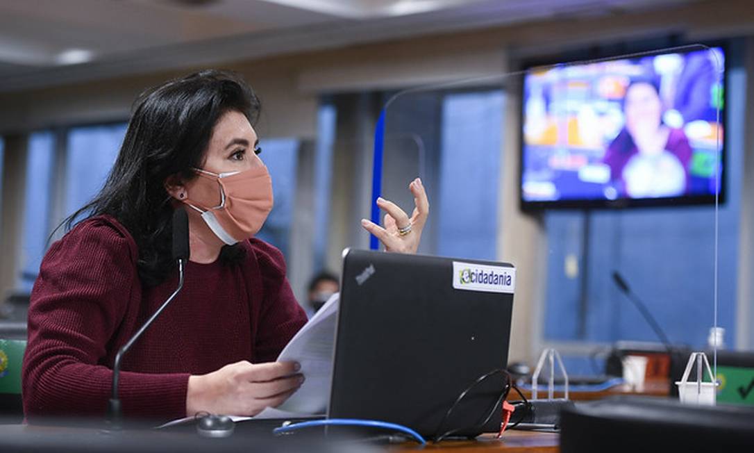 Senadora Simone Tebet (MDB-MS), líder da bancada feminina Foto: Marcos Oliveira / Marcos Oliveira/Agência Senado