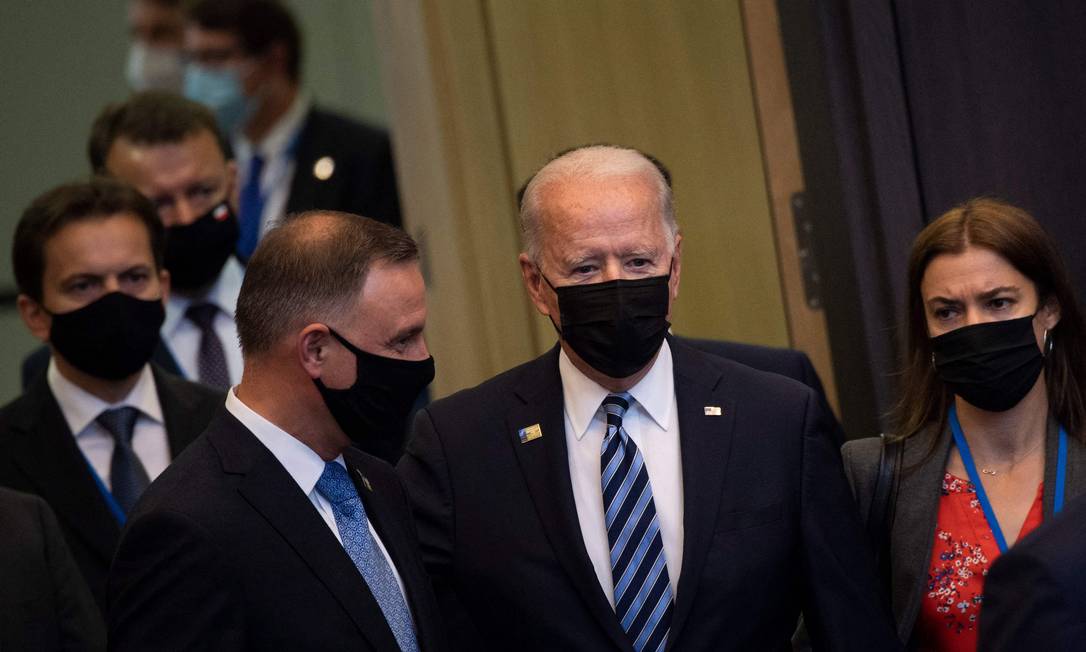 Presidente americano Joe Biden chega para reunião da Otan em Bruxelas Foto: BRENDAN SMIALOWSKI / AFP