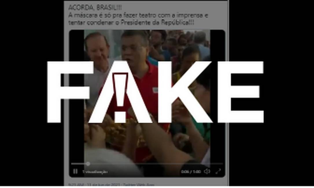 É #FAKE que vídeo mostre Flávio Dino servindo bolo sem máscara em festa em meio à pandemia Foto: Reprodução