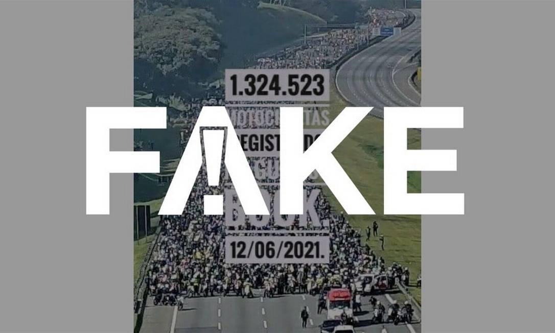 É #FAKE que motociata a favor de Bolsonaro entrou para o Guinness Book e reuniu 1,3 milhão de motos Foto: Reprodução