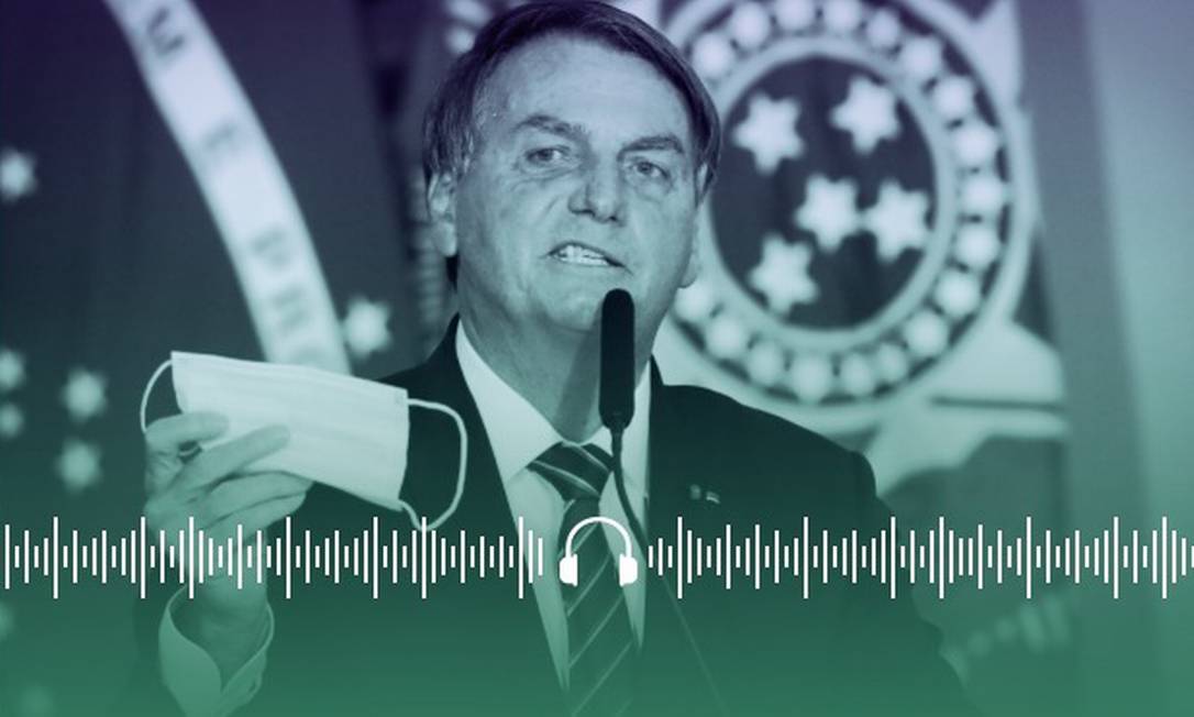 Bolsonaro diz, durante discruso, que Ministério da Saúde vai desobrigar uso de máscaras para vacinados e pessoas que já se contaminaram Foto: Arte 