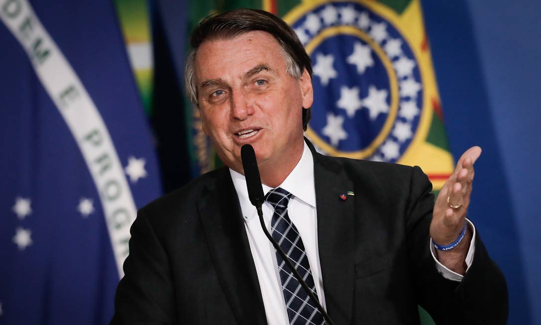O presidente Jair Bolsonaro participa de evento no Palácio do Planalto Foto: Pabblo Jacob/Agência O Globo/22-06-2021