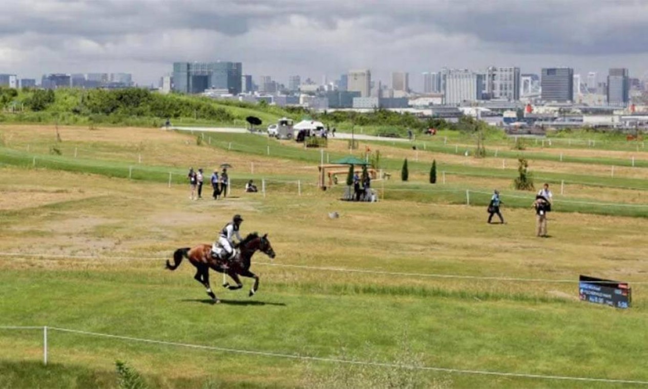 Em terreno com vista para a Baía de Tóquio, no Sea Forest Country Course, foi construído um percurso para a modalidade de cross country equestre. Pode receber 16 mil pessoas Foto: Divulgação