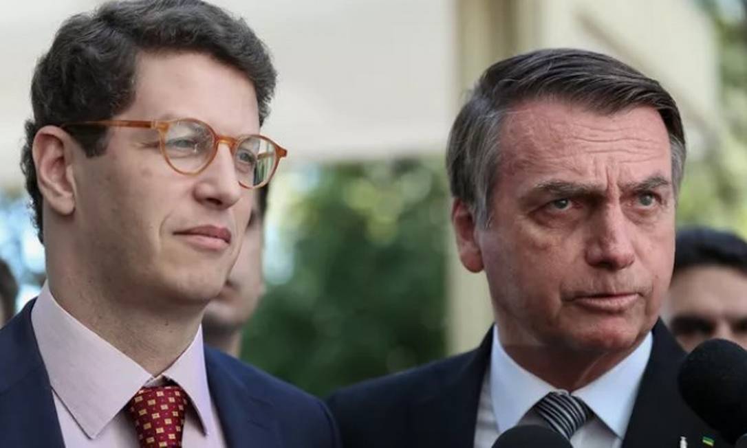 O ex-ministro do Meio Ambiente, Ricardo Salles, e o presidente Jair Bolsonaro Foto: Marcos Corrêa/PR/9-7-2019