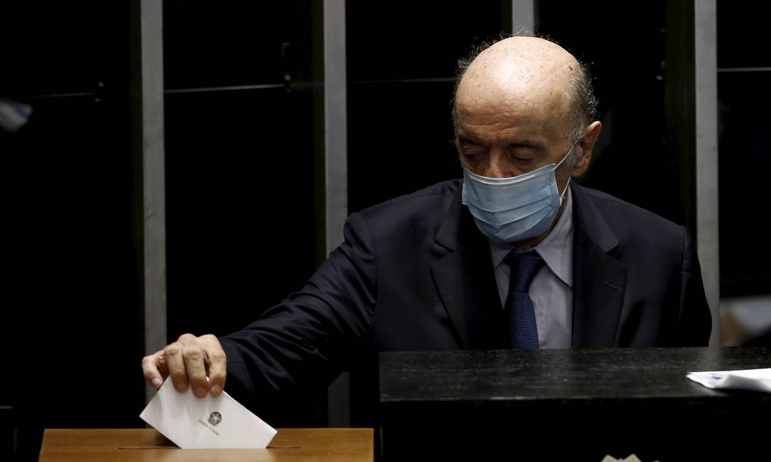 O senador José Serra, durante eleição para a presidência do Senado, em fevereiro Foto: Pablo Jacob / Agência O Globo (01/02/2021)