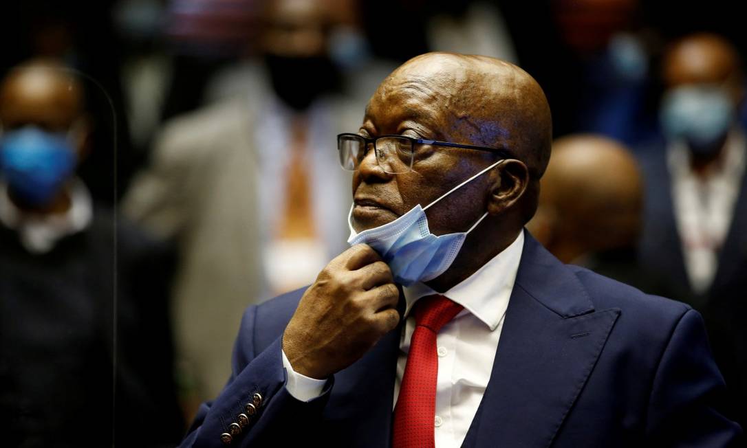 Ex-presidente Jacob Zuma durante recesso de julgamento por corrupção em Pietermaritzburg, na África do Sul Foto: POOL / REUTERS/26-5-21
