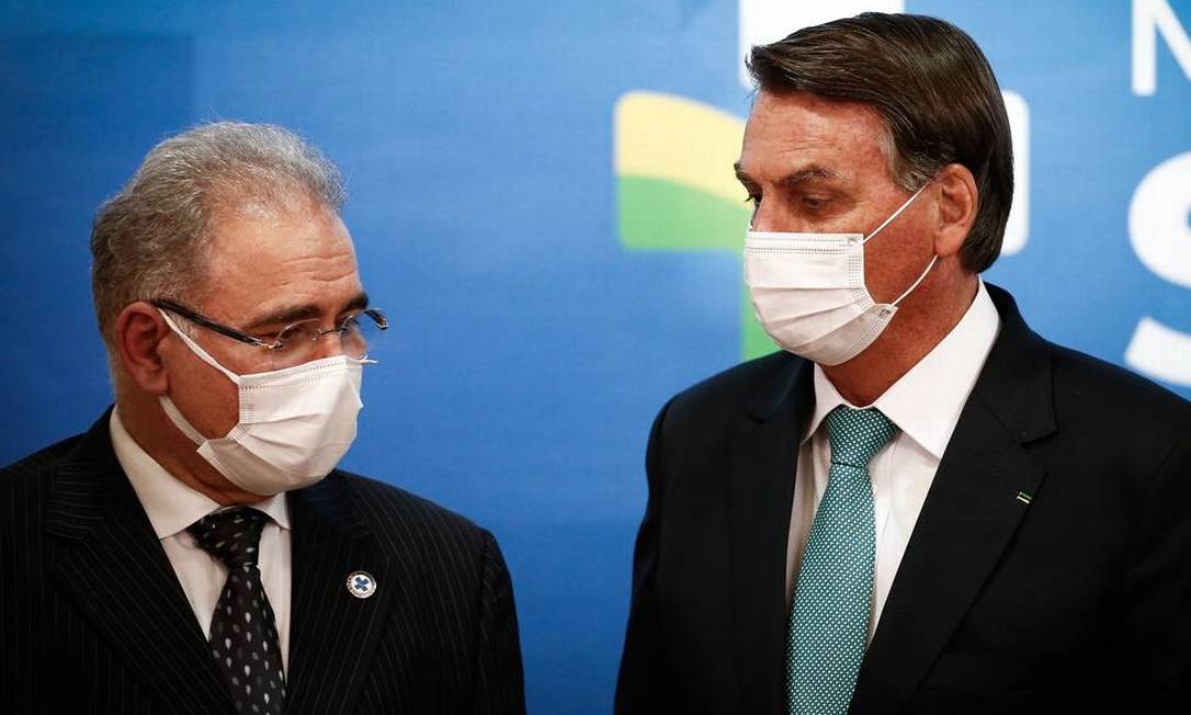 O ministro Marcelo Queiroga e o presidente Jair Bolsonaro Foto: Divulgação