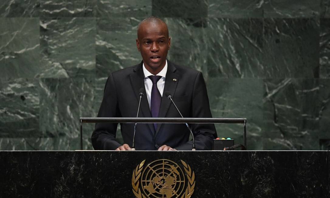 Jovenel Moïse, presidente do Haiti, durante discurso na Assembleia Geral da ONU, em 2018 Foto: TIMOTHY A. CLARY / AFP/27-9-2018