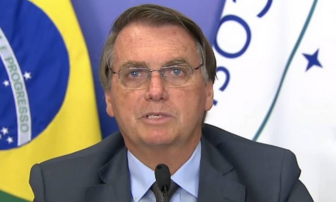 O presidente Jair Bolsonaro discursa durante cúpula do Mercosul Foto: Reprodução/TV Brasil