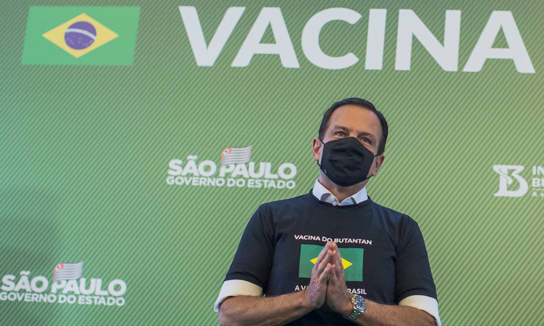 Governador de São Paulo, João Doria, tem trabalhado para antecipar vacinação Foto: Edilson Dantas / Agência O Globo (17/01/2021)