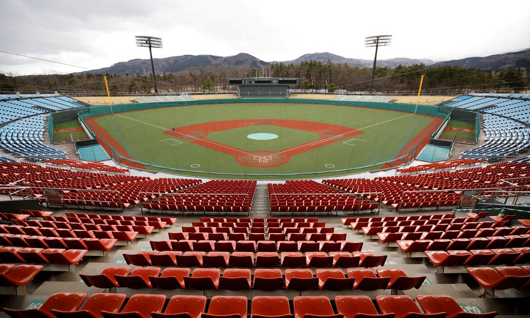 O Estádio de Azuma, em Fukushima, palco das partidas de softbol e beisebol na Olimpíada de Tóquio: região foi afetada por desastre nuclear em 2011 Foto: Issei Kato / REUTERS
