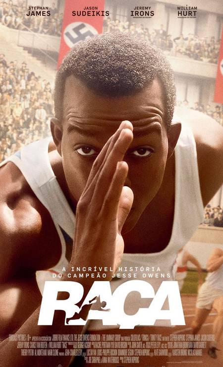 Lançado em 2016, &#039;Race&#039; — &#039;Raça&#039;, em português — é uma biografia de Jesse Owens, atleta negro americano que ganhou quatro medalhas de ouro em BERLIM-1936, e superou corredores arianos durante o regime nazista de Adolf Hitler. Foto: Divulgação