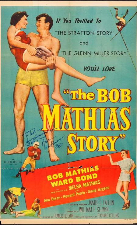 Produção americana de 1954, &#039;The Bob Mathias Story&#039; reconstitui a trajetória do primeiro homem a ganhar duas medalhas de ouro olímpicas seguidas no decathlon, em LONDRES-1948 e HELSINQUE-1952. Foto: Divulgação