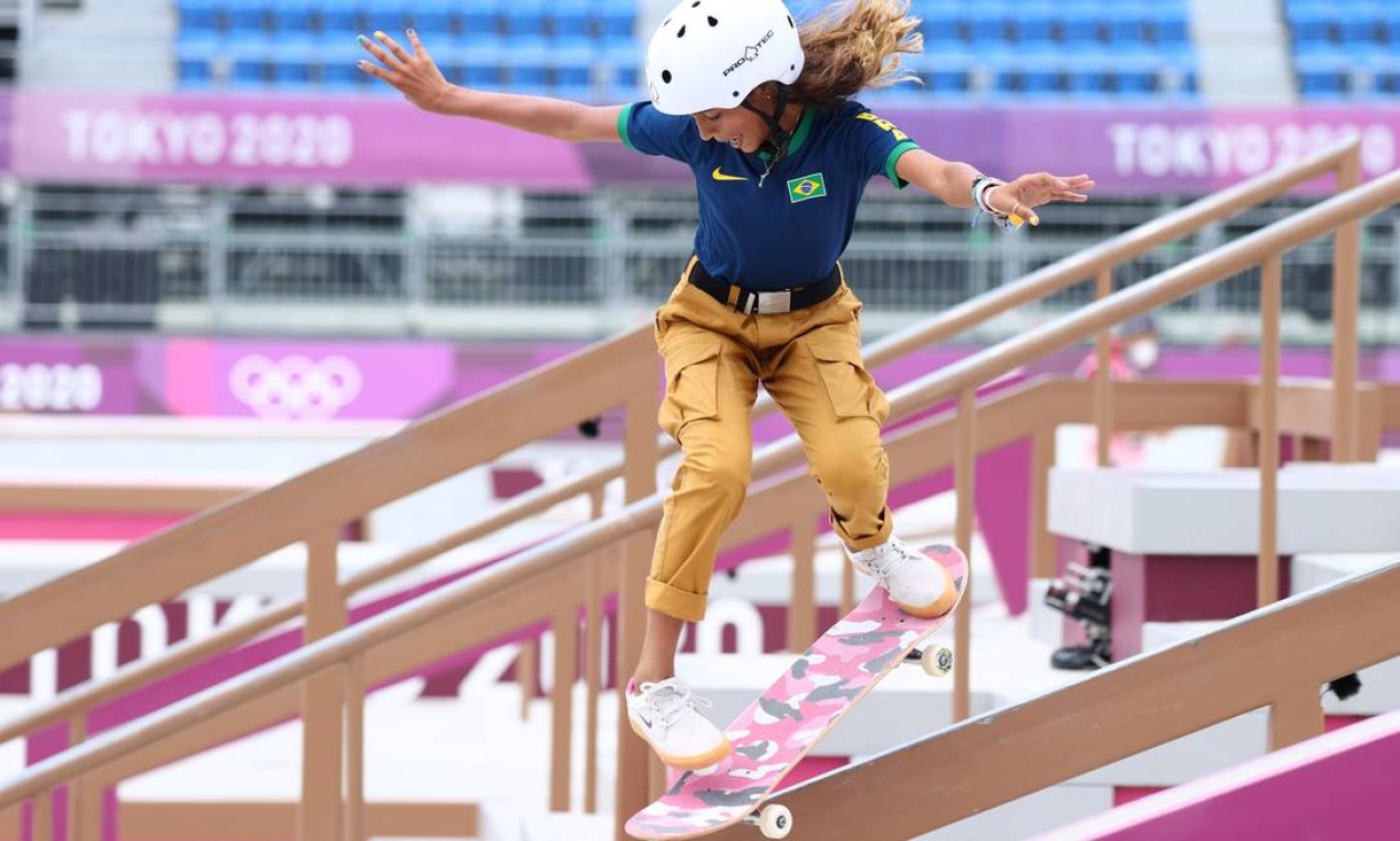 Rayssa Leal, durante a competição de skate street nos Jogos Olímpicos de Tóquio; ela foi prata Foto: LUCY NICHOLSON / REUTERS