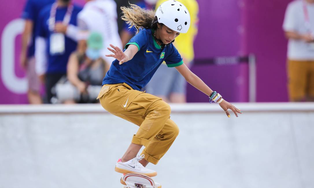 Rayssa Leal, durante a competição de skate street nos Jogos Olímpicos de Tóquio; ela foi prata Foto: Wander Roberto / COB