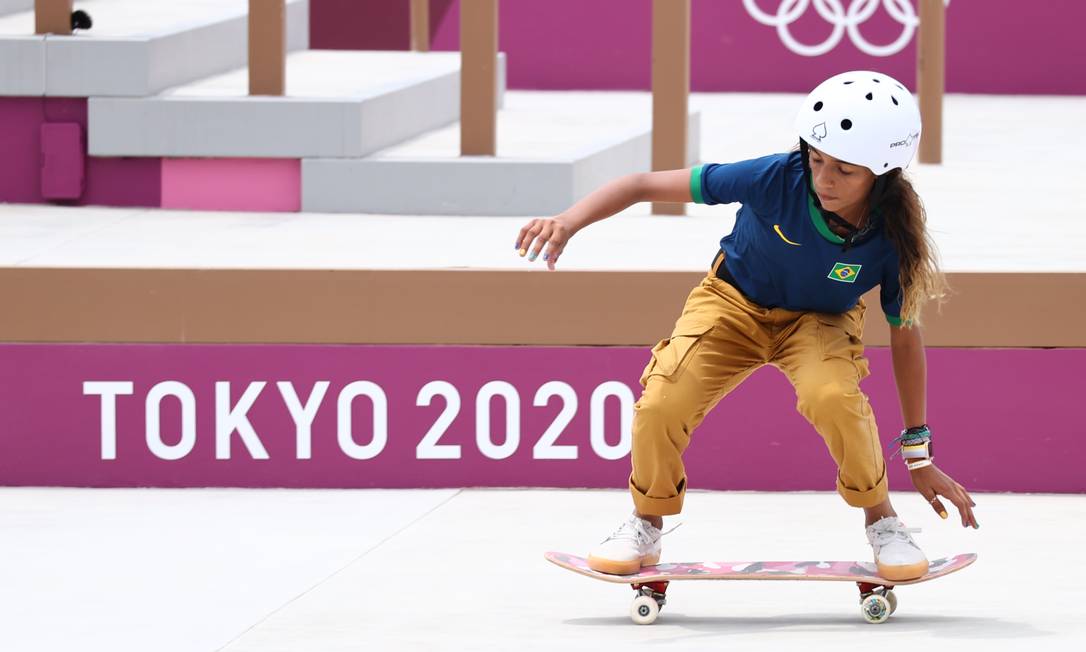 Rayssa Leal, durante a competição de skate street nos Jogos Olímpicos de Tóquio; ela foi prata Foto: LUCY NICHOLSON / REUTERS