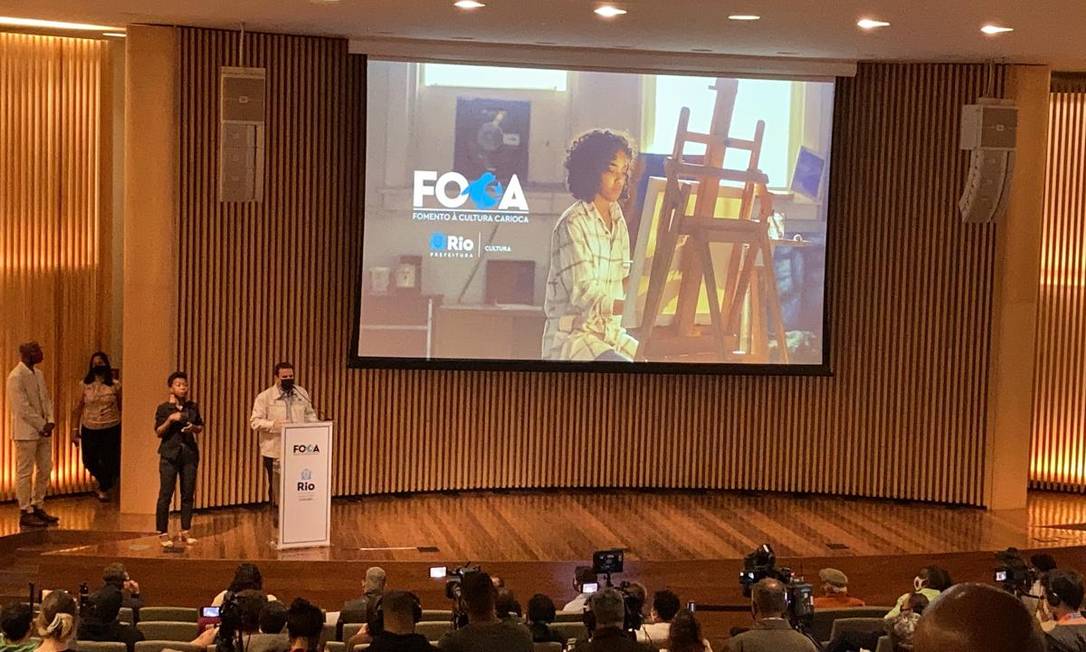 Prefeito Eduardo Paes durante o lançamento do Foca (edital de Fomento à Cultura Carioca). Foto: Vitor Almeida / Prefeitura do Rio