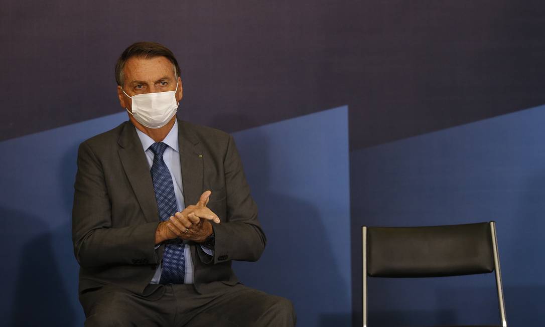 O presidente Jair Bolsonaro, durante cerimônia no Palácio do Planalto Foto: Cristiano Mariz/Agência O Globo/27-07-2021