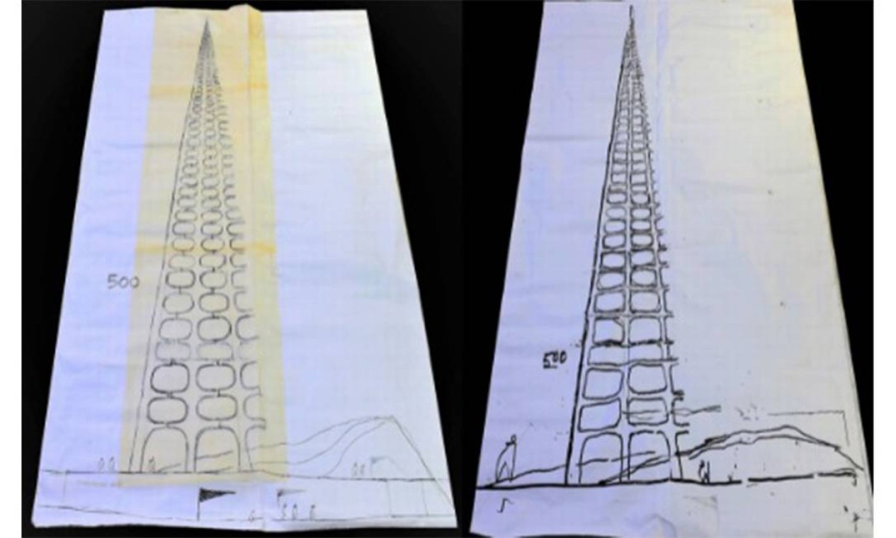 Neto de Oscar Niemeyer cedeu esboço do avô em papel manteiga para leilão, com lance mínimo de R$ 5 mil Foto: Reprodução / Martha Burle Leilões