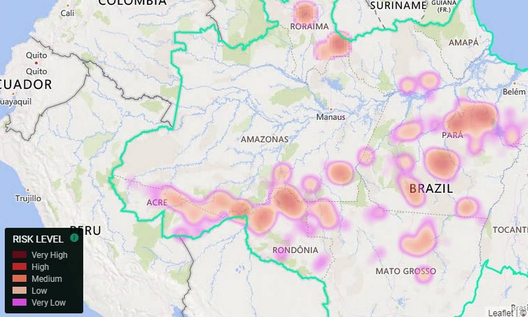 Plataforma Previsia usa inteligência artificial para mapear risco de desmatamento na Amazônia Foto: Imazon