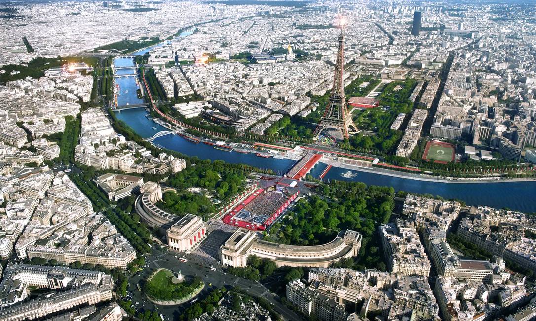 Paris-2024 terá competições espalhadas por cartões-postais da capital francesa Foto: Divulgação