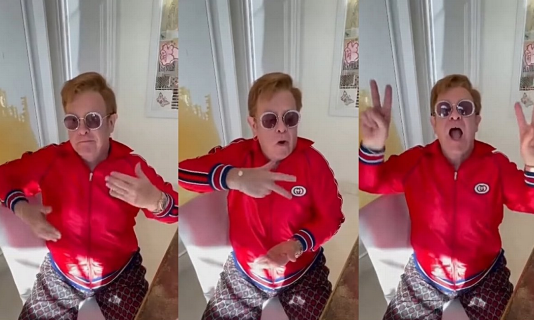 Elton John participou de desafio de dança proposto pelo BTS Foto: YouTube / Reprodução