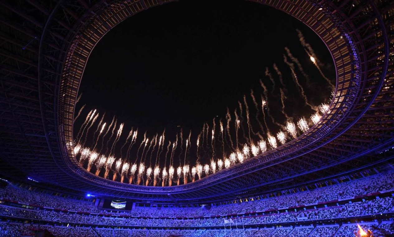 Estádio Olímpico de Tóquio durante encerramento dos Jogos Foto: OLI SCARFF / AFP