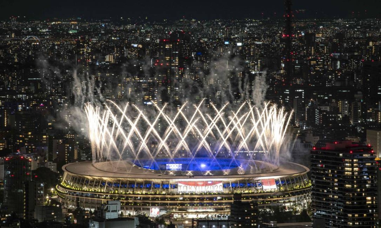 Estádio Olímpico de Tóquio durante encerramento dos Jogos Foto: CHARLY TRIBALLEAU / AFP