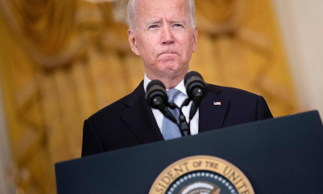 Presidente dos EUA, Joe Biden, fala sobre a tomada do Afeganistão pelo Talilbã na Casa Branca em Washington Foto: BRENDAN SMIALOWSKI / AFP/16-08-2021
