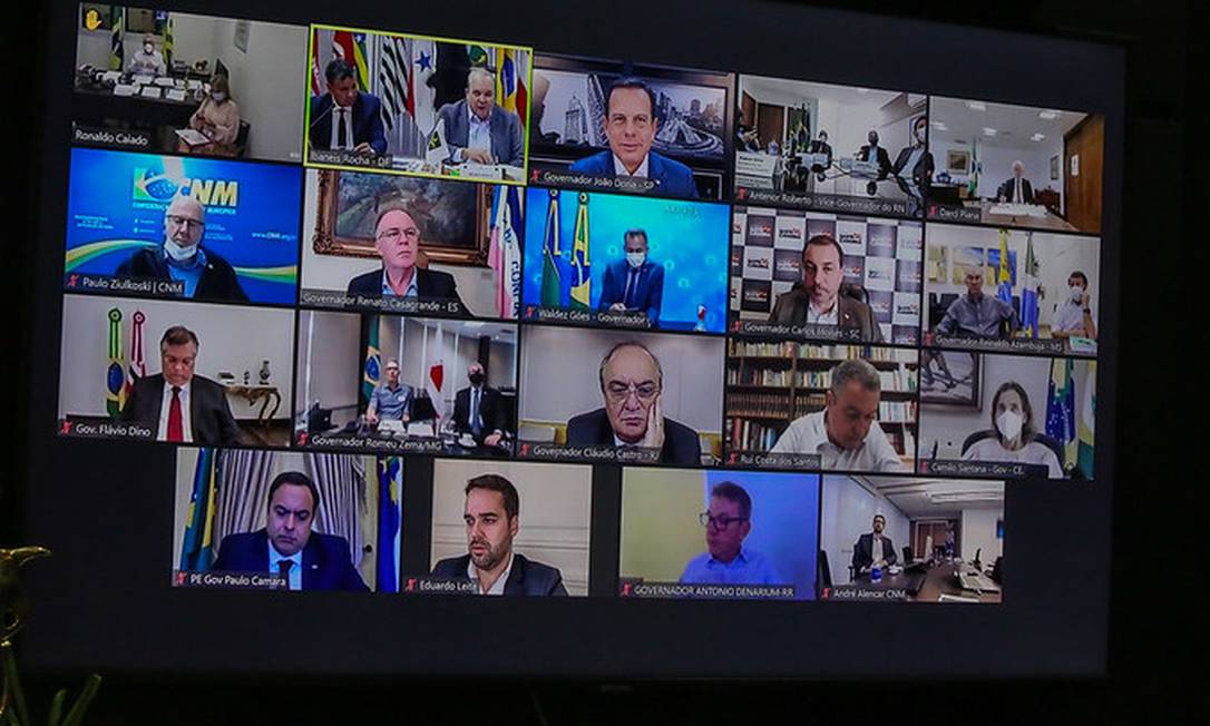 Por videoconferência, governadores se reúnem e discutem clima de instabilidade política no país Foto: Sergio Andrade / Divulgação