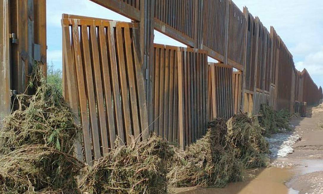 Fortes chuvas danificam muro na fronteira dos EUA Foto: Reprodução/Twitter/@madreanwildlife