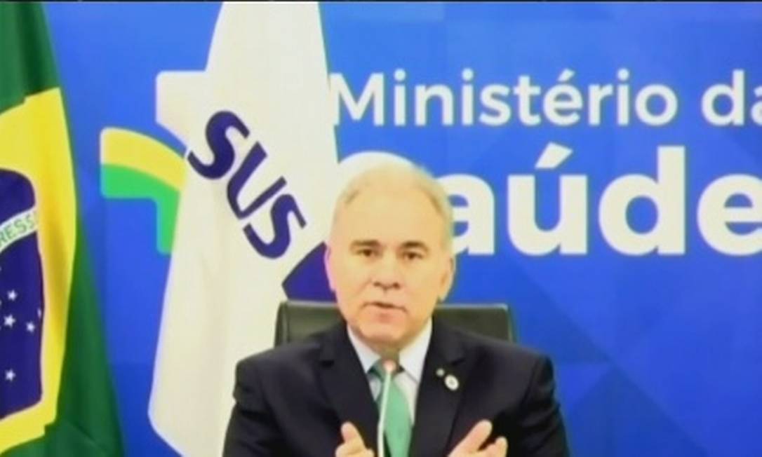 O ministro da Saúde Marcelo Queiroga em evento de corretora de valores XP nesta quarta (25) Foto: Reprodução