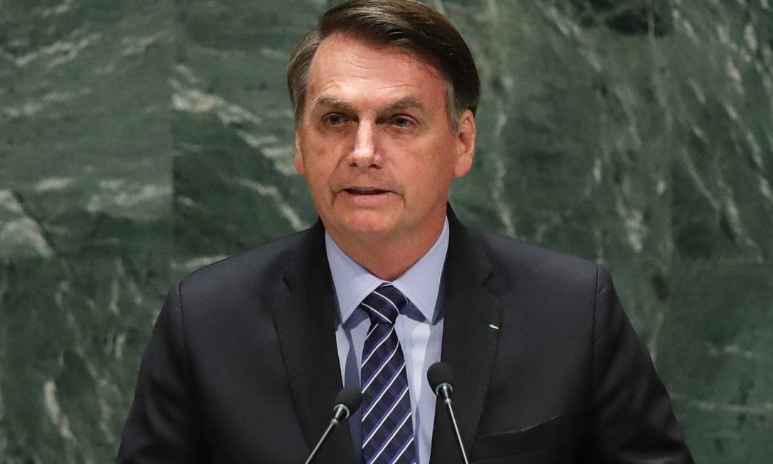 O presidente Jair Bolsonaro participa da Assembleia-Geral da ONU em 2019 Foto: Lucas Jackson/Reuters/24-09-2019