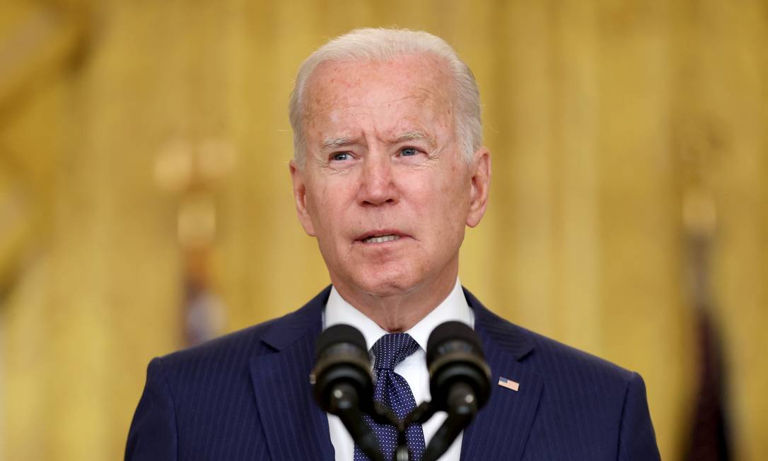 O presidente americano Joe Biden em pronunciamento na Casa Branca após o atentado no aeroporto de Cabul Foto: JONATHAN ERNST / REUTERS