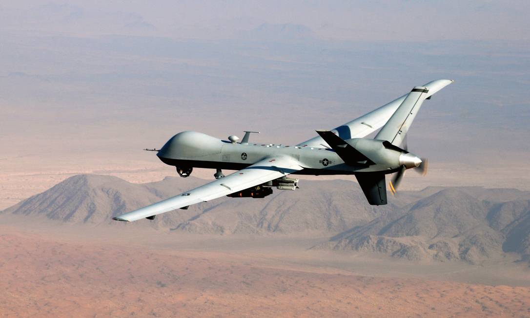 Drone Predator durante voo sobre o Afeganistão Foto: General Atomics Aeronautical Systems/The New York Times