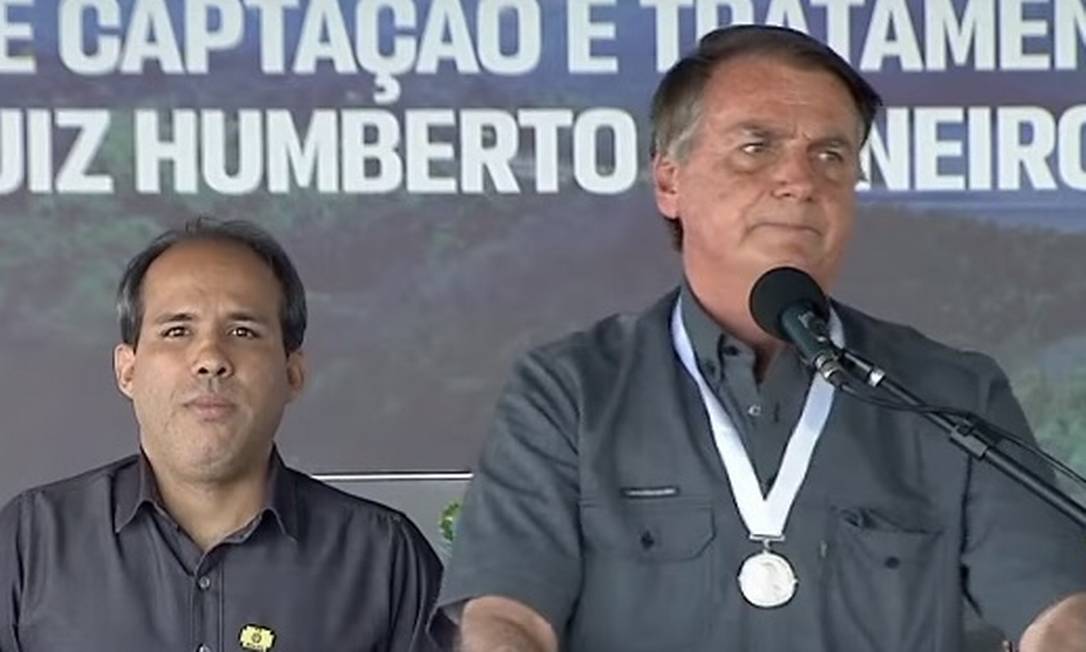 O presidente Jair Bolsonaro discursa durante cerimônia em Uberlândia Foto: Reprodução/TV Brasil