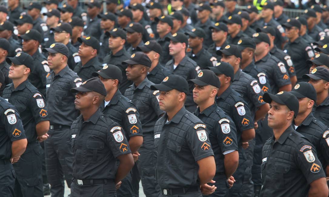 Policiais do Rio de Janeiro durante cerimônia de formatura wem 2019 Foto: Fabiano Rocha / Agência O Globo (8/11/19)