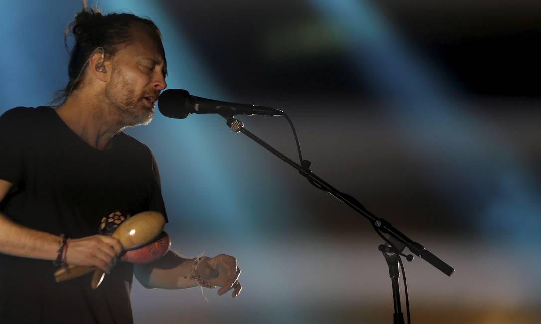 O cantor Thom Yorke, do grupo Radiohead, em show no Rio de Janeiro, em 2018 Foto: Marcelo Theobald / Agência O Globo