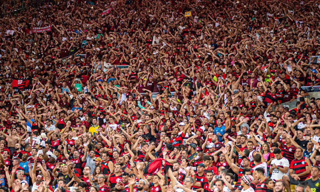 Torcida do Flamengo na partida contra o Barcelona de Guayaquil, no Maracanã, pela Libertadores 2020, no dia 11 de março do ano passado. Último jogo com a presença de público Foto: Paula Reis / Flamengo