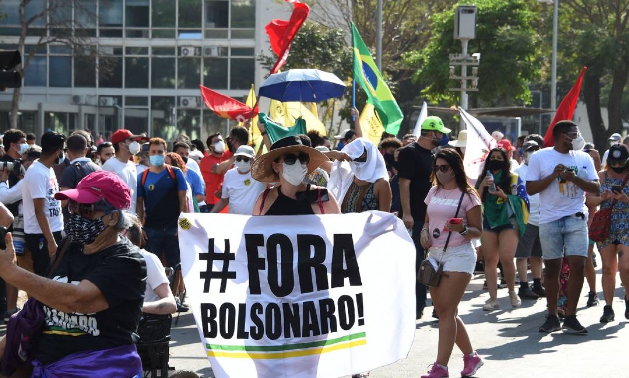 Protesto em Brasília contra Bolsonaro Foto: EVARISTO SA / AFP