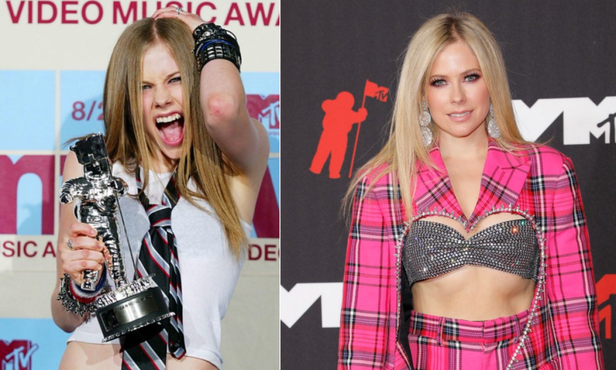 Artista revelação em 2002, Avril Lavigne retornou ao VMAs 2021 como se o tempo não tivesse passado Foto: AFP