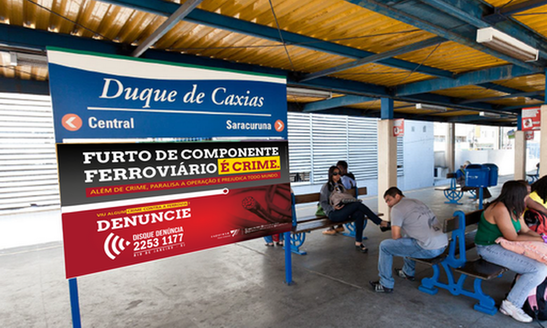 Projeção da campanha da Supervia em parceria com o Disque Denúncia Foto: Divulgação