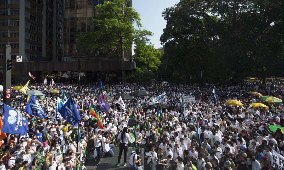 Manifestação na avenida Paulista contra o presidente Jair Bolsonaro Foto: Edilson Dantas / Agência O Globo